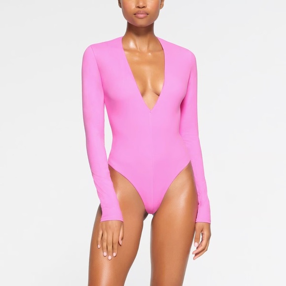 Skims Fits Everybody Plunge Bodysuit XS NEON ORCHID NEW NWT - Picture 5 of 5
